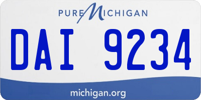 MI license plate DAI9234