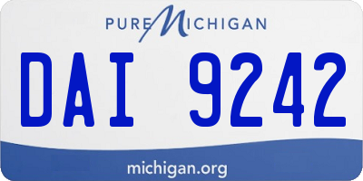 MI license plate DAI9242