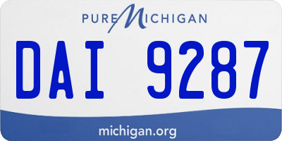 MI license plate DAI9287