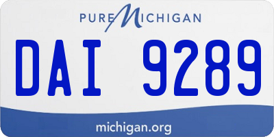 MI license plate DAI9289