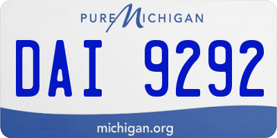 MI license plate DAI9292