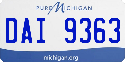 MI license plate DAI9363