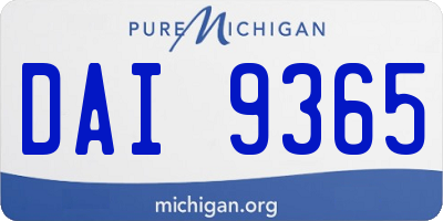 MI license plate DAI9365