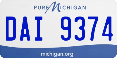 MI license plate DAI9374