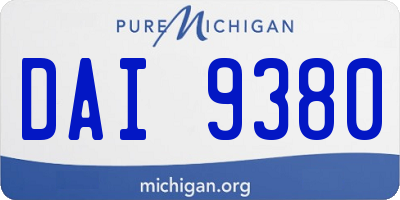 MI license plate DAI9380