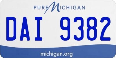 MI license plate DAI9382