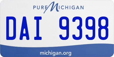 MI license plate DAI9398
