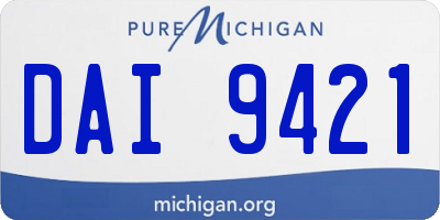 MI license plate DAI9421