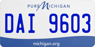 MI license plate DAI9603
