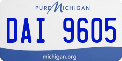 MI license plate DAI9605