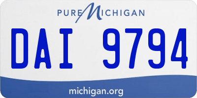 MI license plate DAI9794