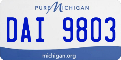 MI license plate DAI9803