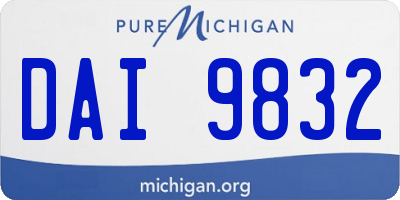 MI license plate DAI9832