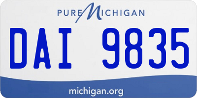 MI license plate DAI9835