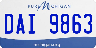 MI license plate DAI9863