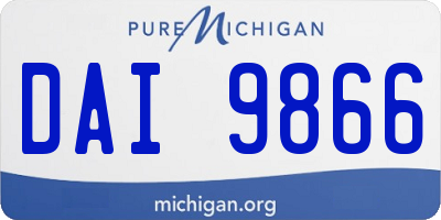 MI license plate DAI9866