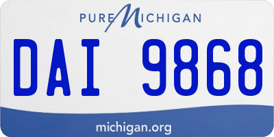 MI license plate DAI9868
