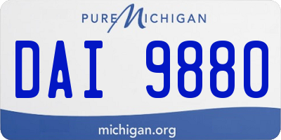 MI license plate DAI9880