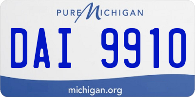 MI license plate DAI9910