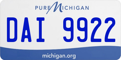 MI license plate DAI9922