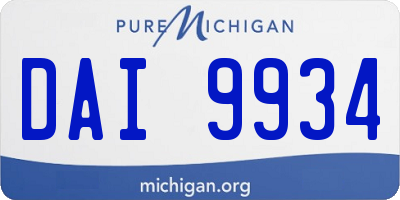 MI license plate DAI9934