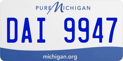 MI license plate DAI9947