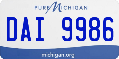 MI license plate DAI9986