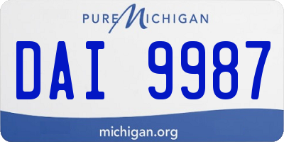 MI license plate DAI9987