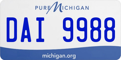 MI license plate DAI9988