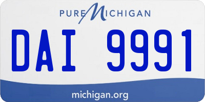 MI license plate DAI9991