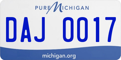 MI license plate DAJ0017