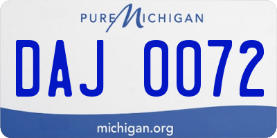 MI license plate DAJ0072