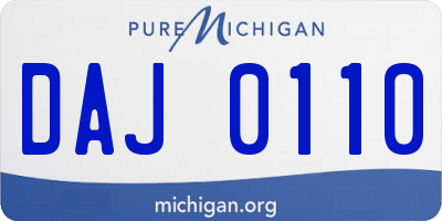 MI license plate DAJ0110