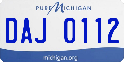 MI license plate DAJ0112