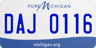 MI license plate DAJ0116