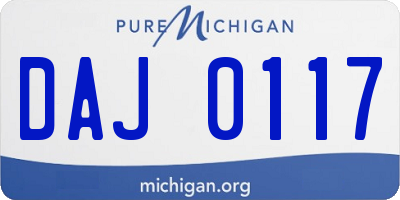 MI license plate DAJ0117