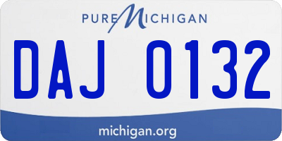 MI license plate DAJ0132