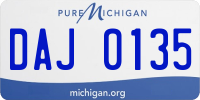 MI license plate DAJ0135