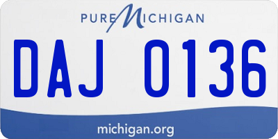 MI license plate DAJ0136