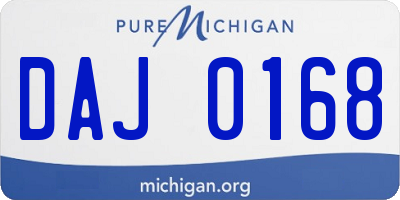MI license plate DAJ0168