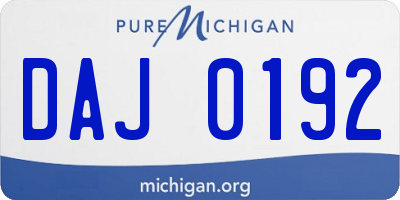 MI license plate DAJ0192