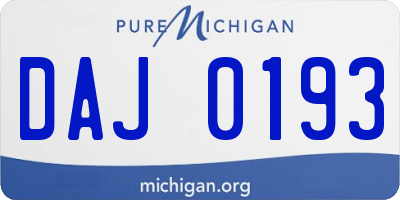 MI license plate DAJ0193