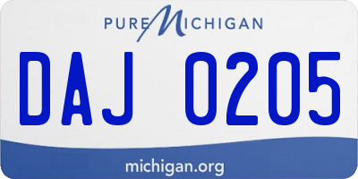 MI license plate DAJ0205