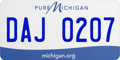 MI license plate DAJ0207