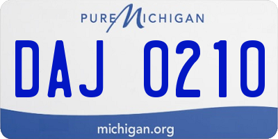 MI license plate DAJ0210