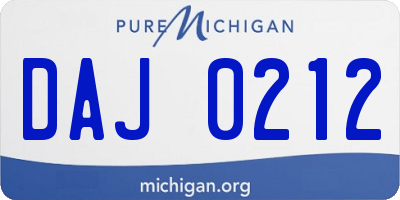 MI license plate DAJ0212