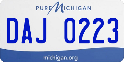 MI license plate DAJ0223