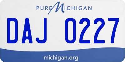 MI license plate DAJ0227