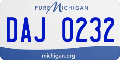 MI license plate DAJ0232
