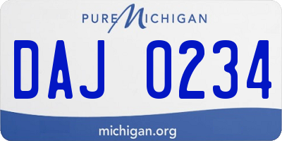 MI license plate DAJ0234